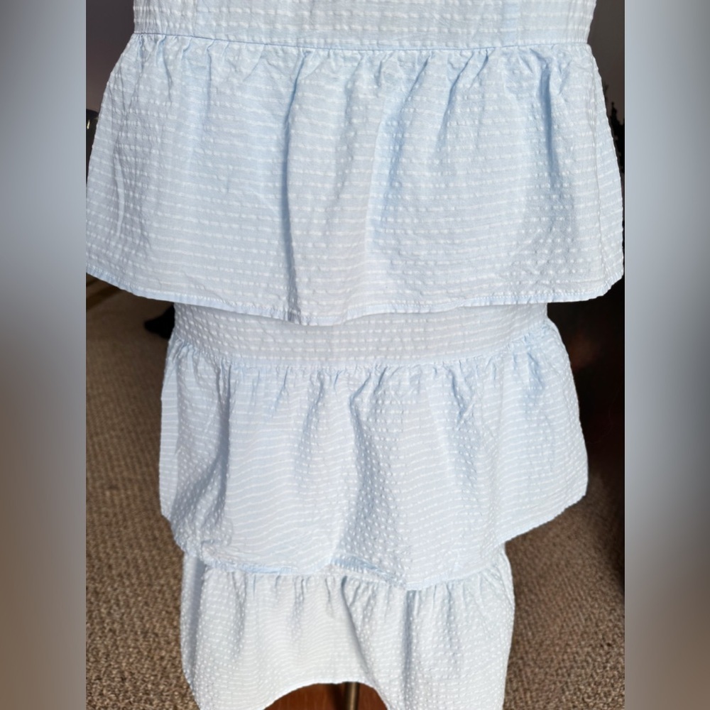 Capulet Lalaine Tiered Ruffle Baby Blue Textured High Waist Maxi Skirt Sz M - Picture 5 of 11